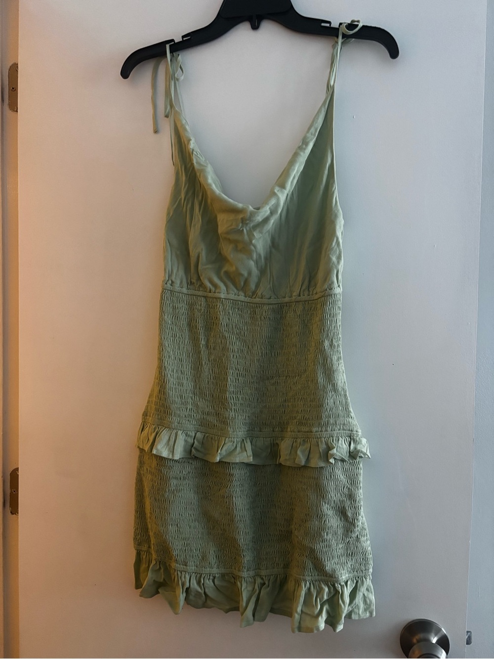 Le Lis Light Sage Green Ruffle Slip Dress